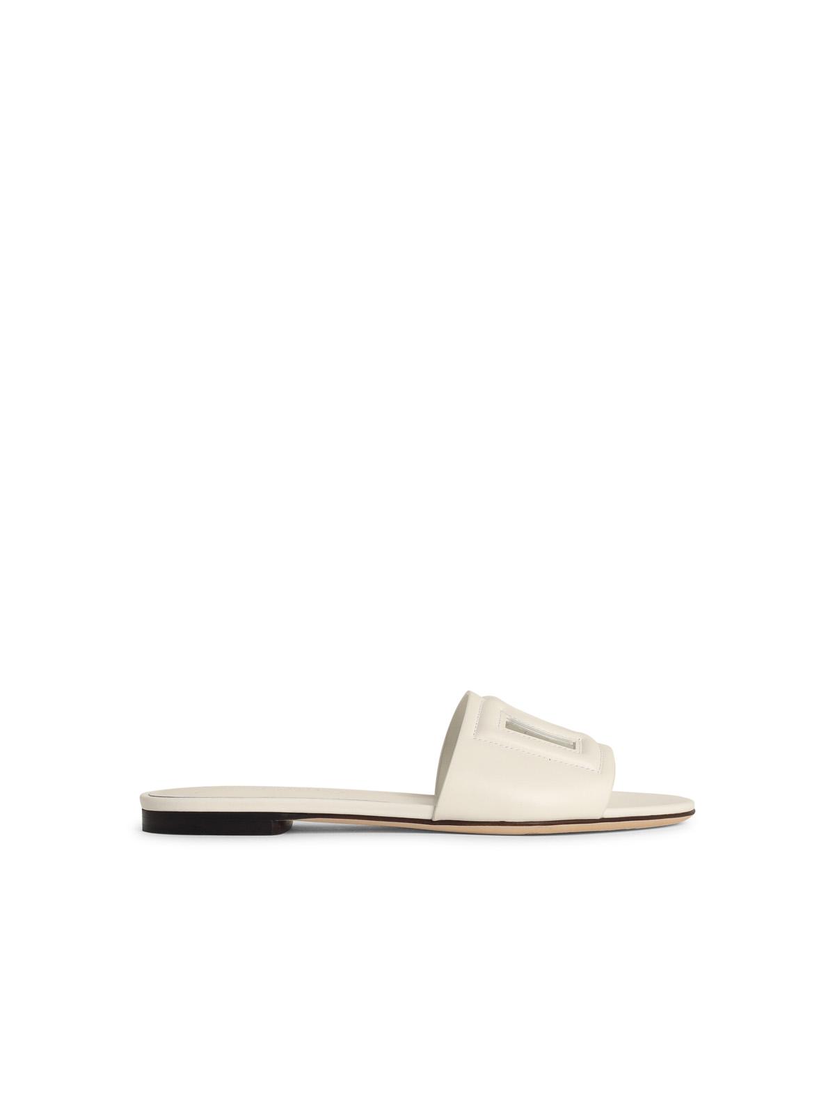 Dolce & Gabbana White Leather Slippers Women
