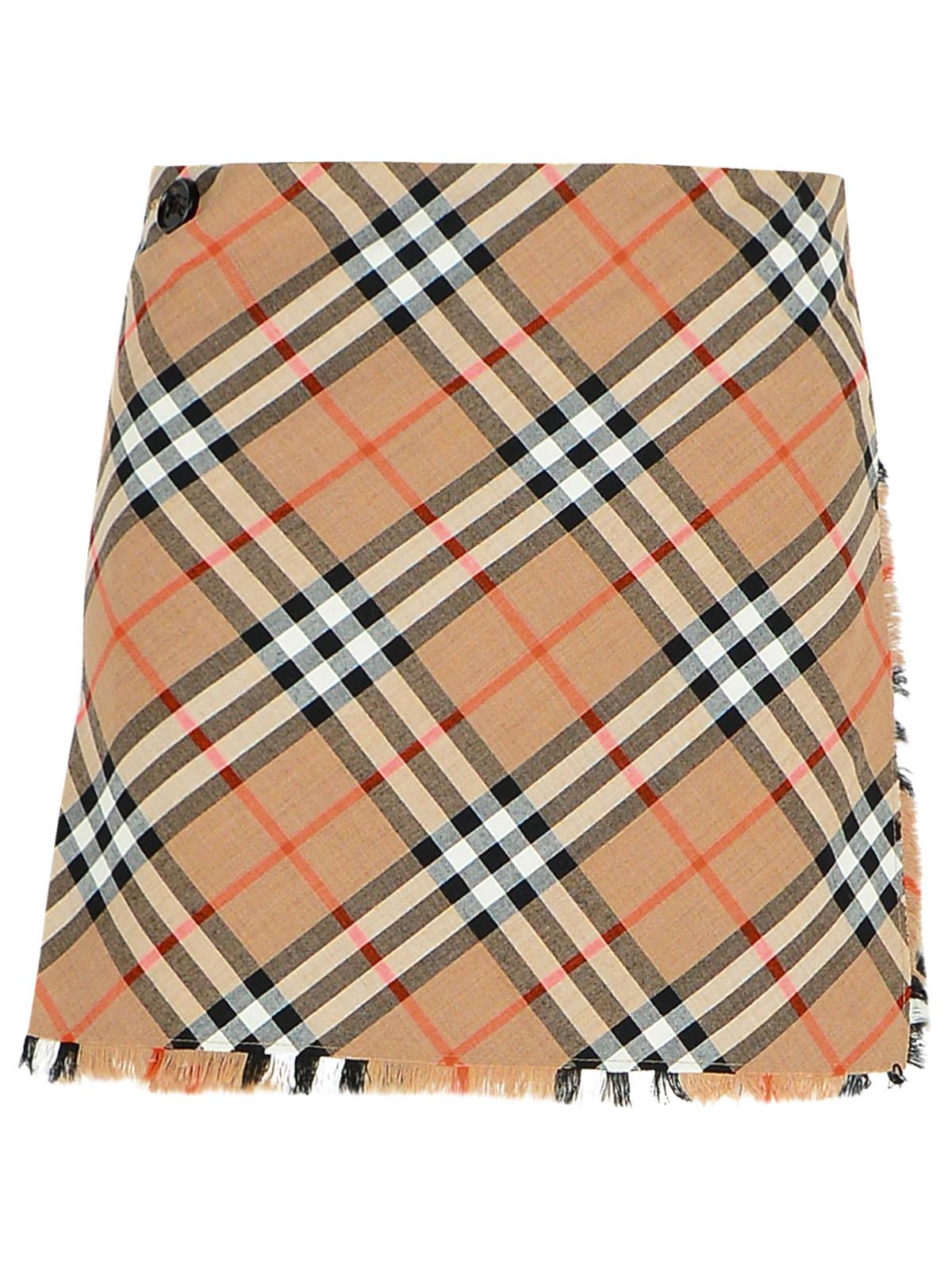 Burberry 'Check' Beige Wool Blend Miniskirt Women