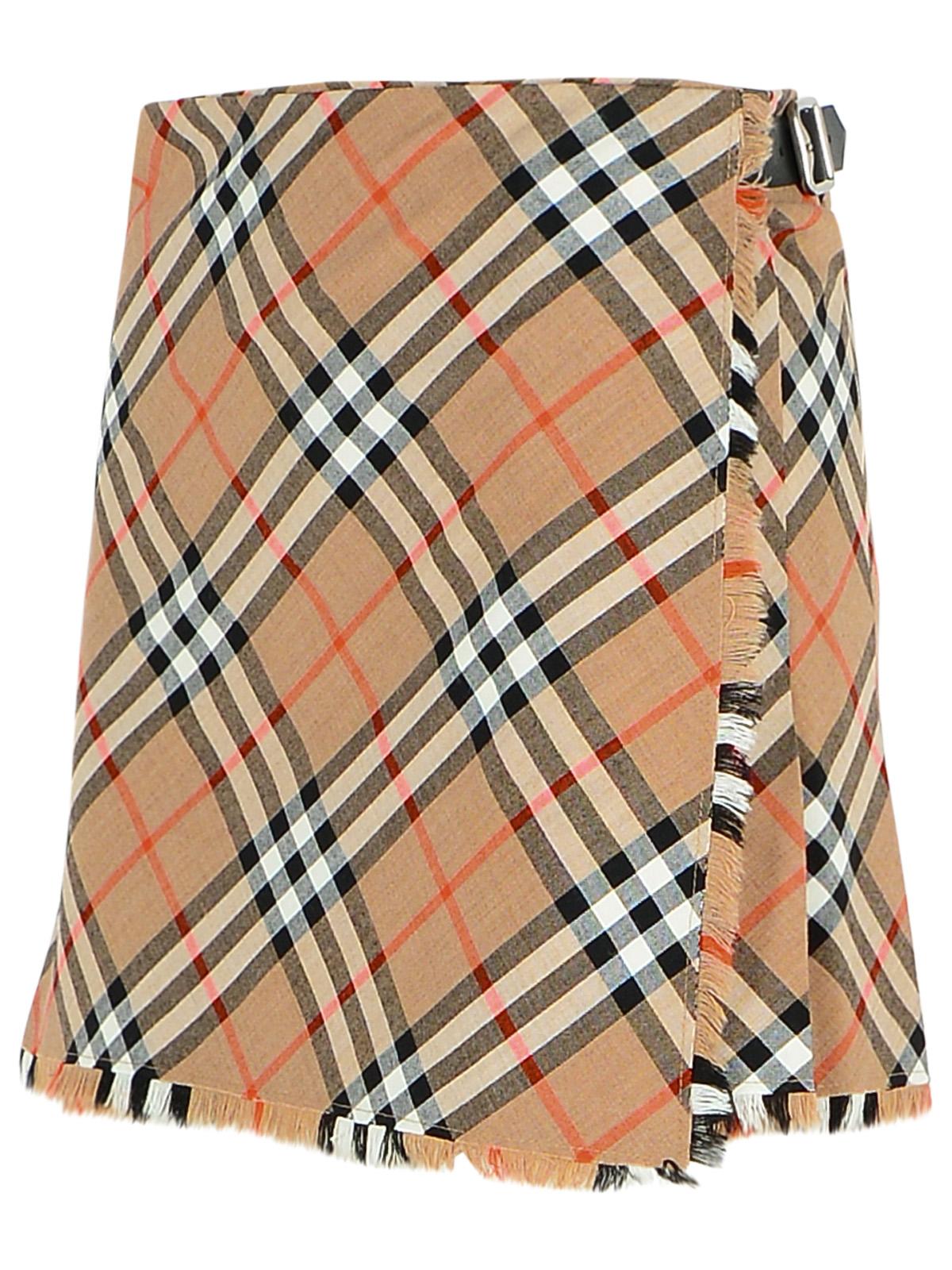 Burberry 'Check' Beige Wool Blend Miniskirt Women