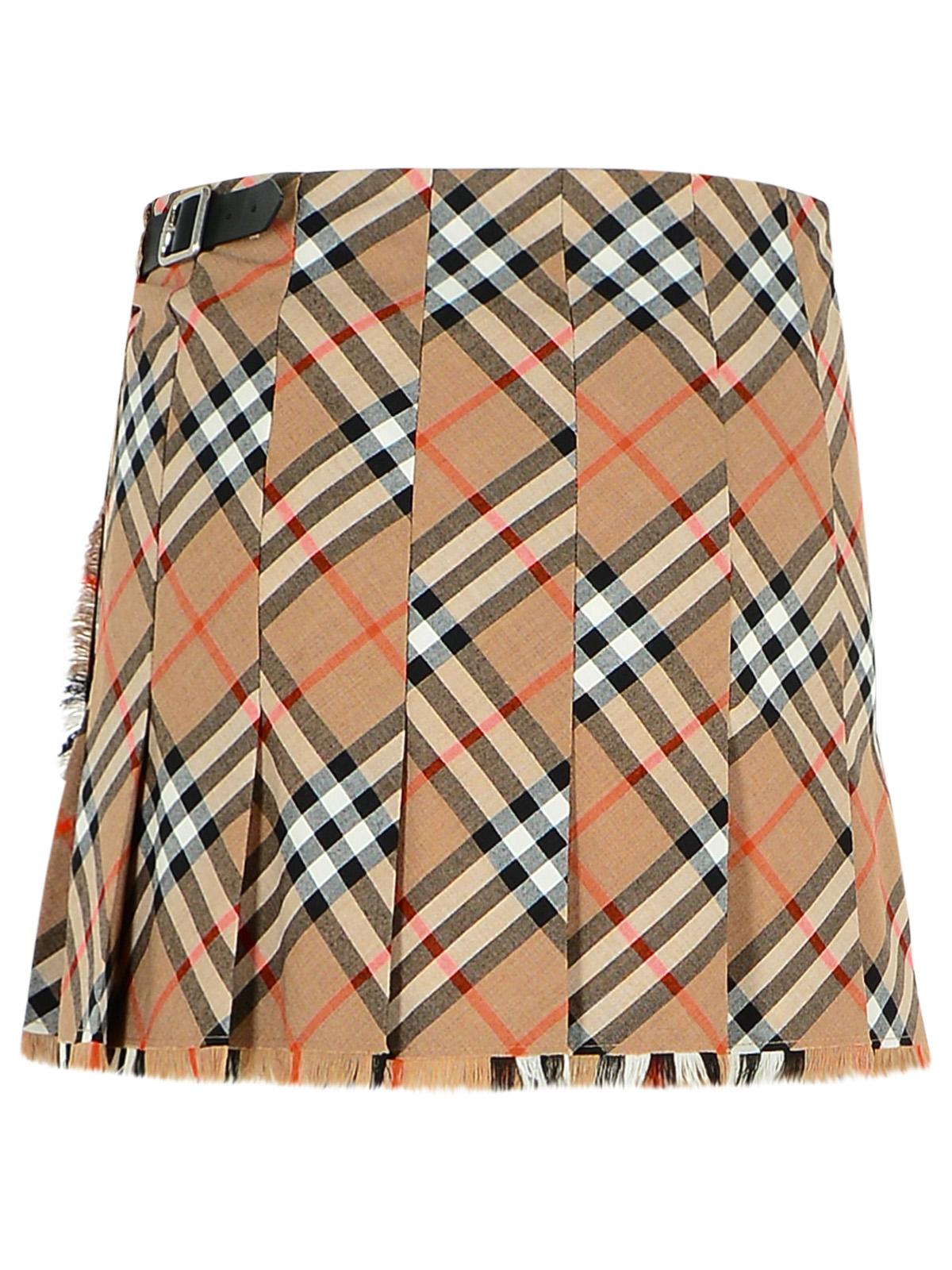 Burberry 'Check' Beige Wool Blend Miniskirt Women