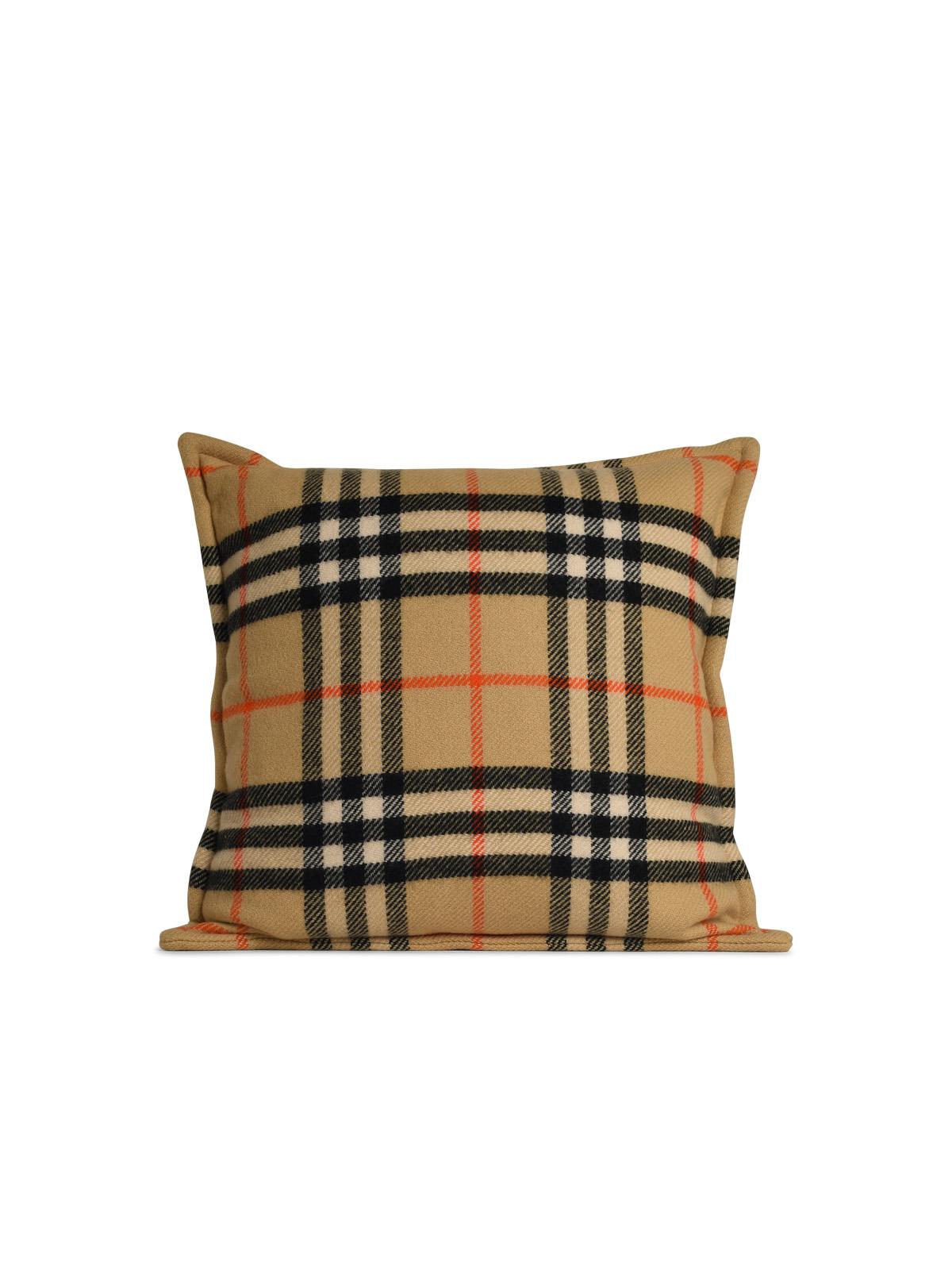 Burberry 'Check' Cushion In Beige Wool Blend Men