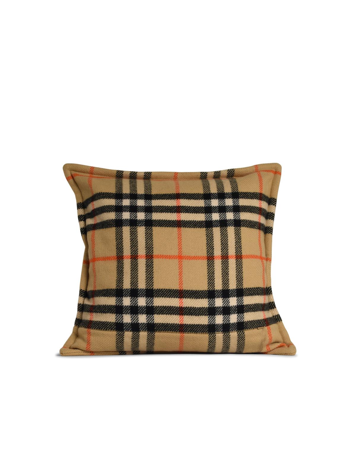 Burberry 'Check' Cushion In Beige Wool Blend Men
