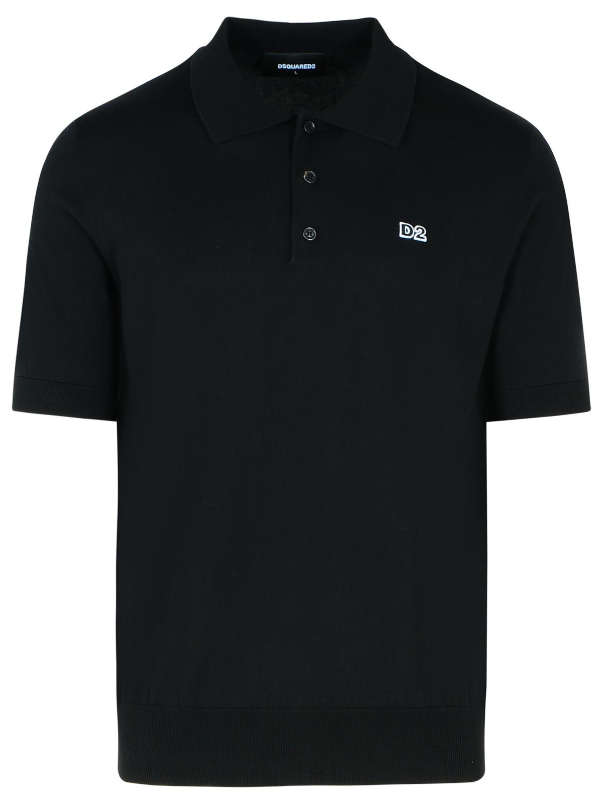 Dsquared2 Black Cotton Polo Shirt Men