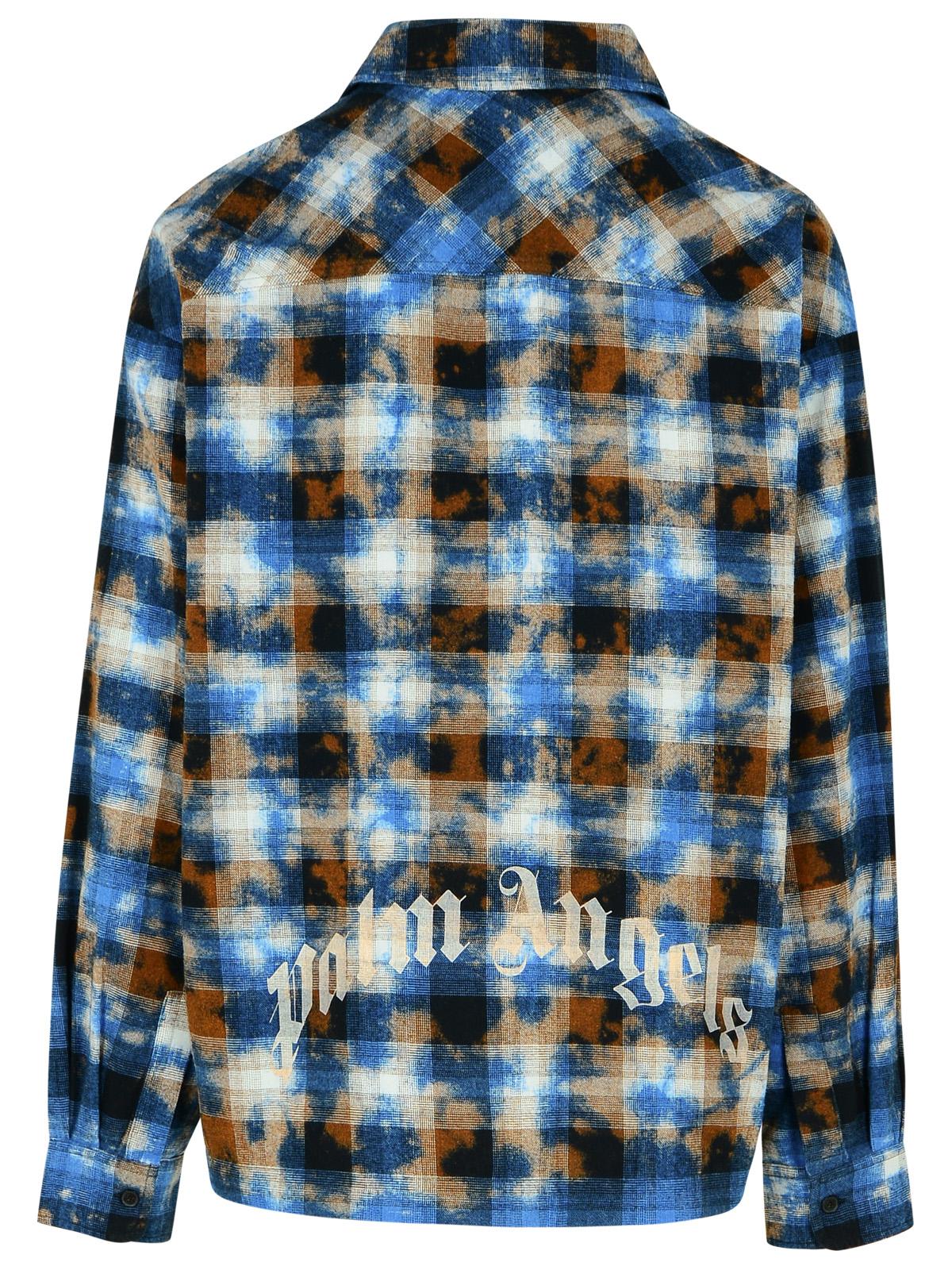 Palm Angels 'Check' Light Blue Cotton Shirt Men
