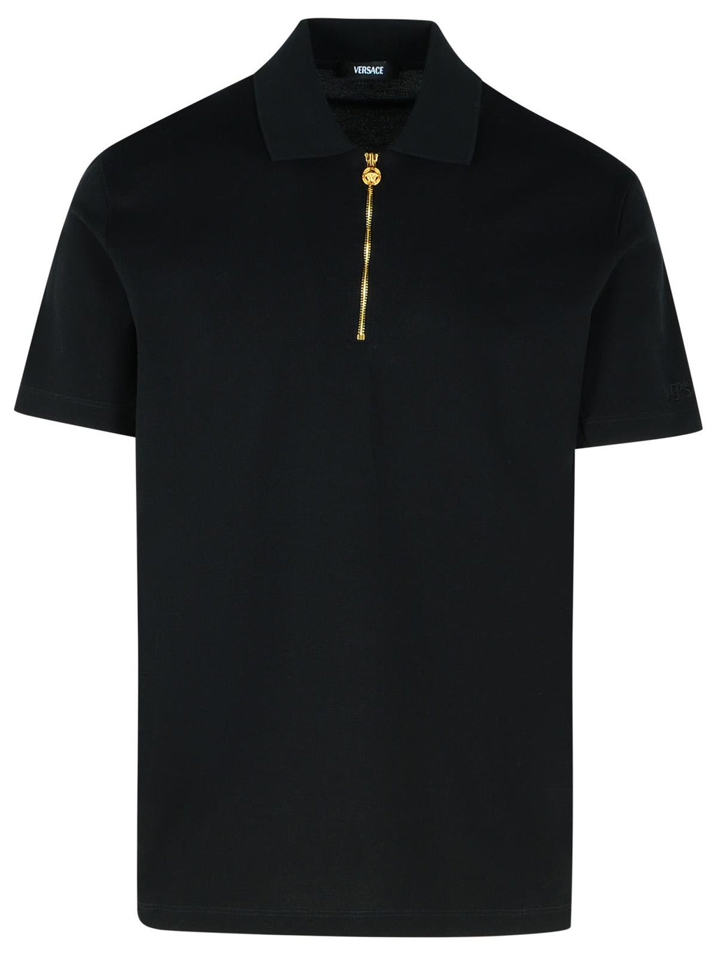 Versace Black Cotton Polo Shirt Men