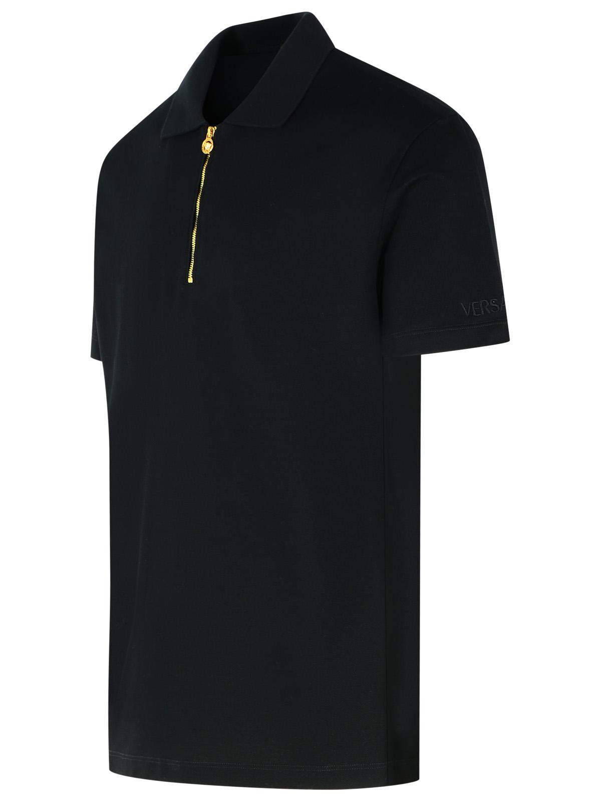 Versace Black Cotton Polo Shirt Men