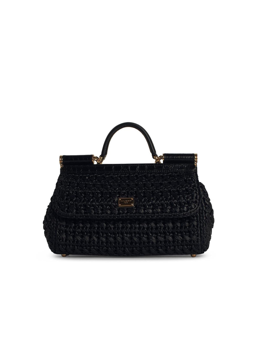 Dolce & Gabbana Small 'Sicily' Black Raffia Blend Bag Women