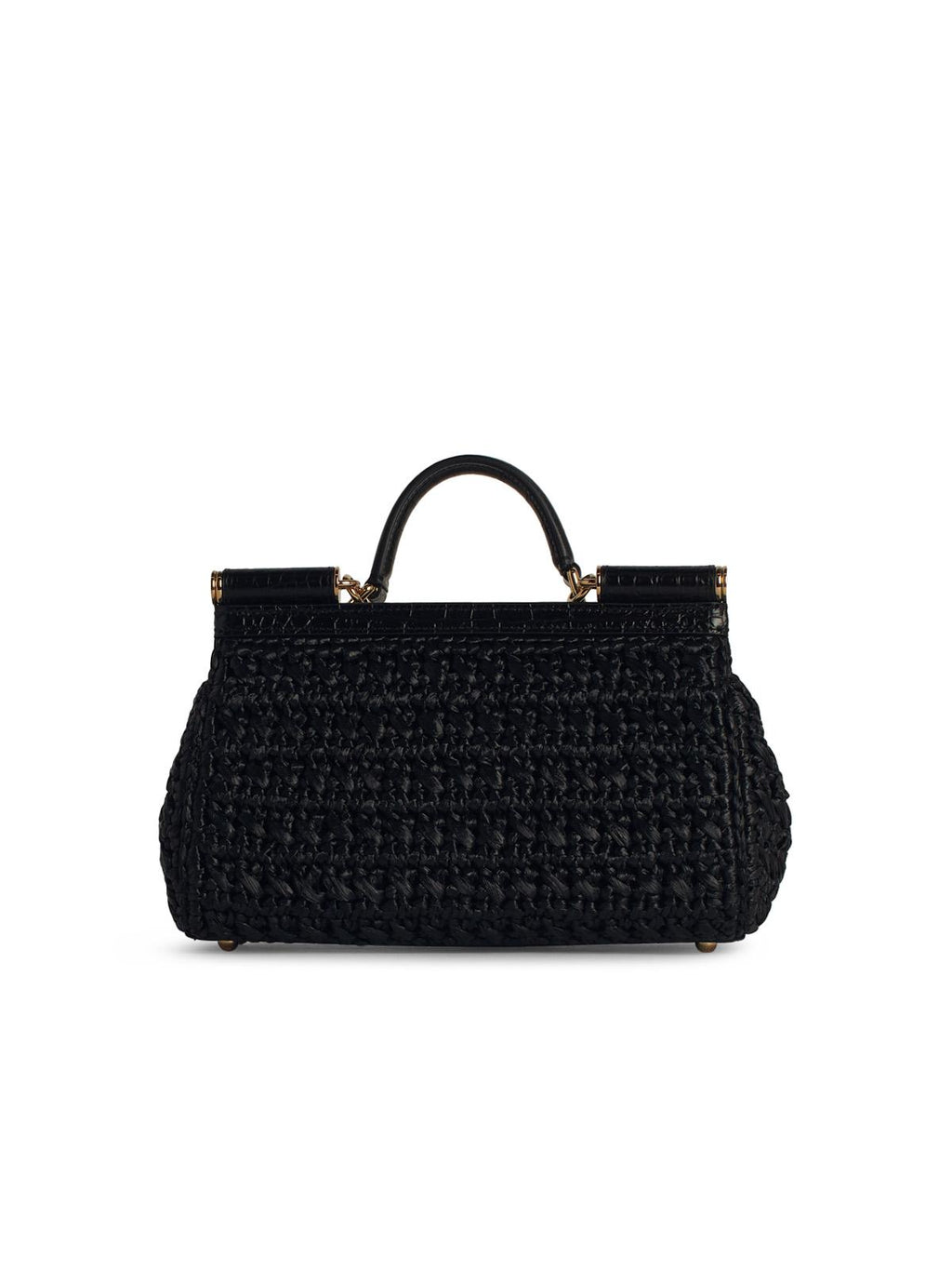 Dolce & Gabbana Small 'Sicily' Black Raffia Blend Bag Women