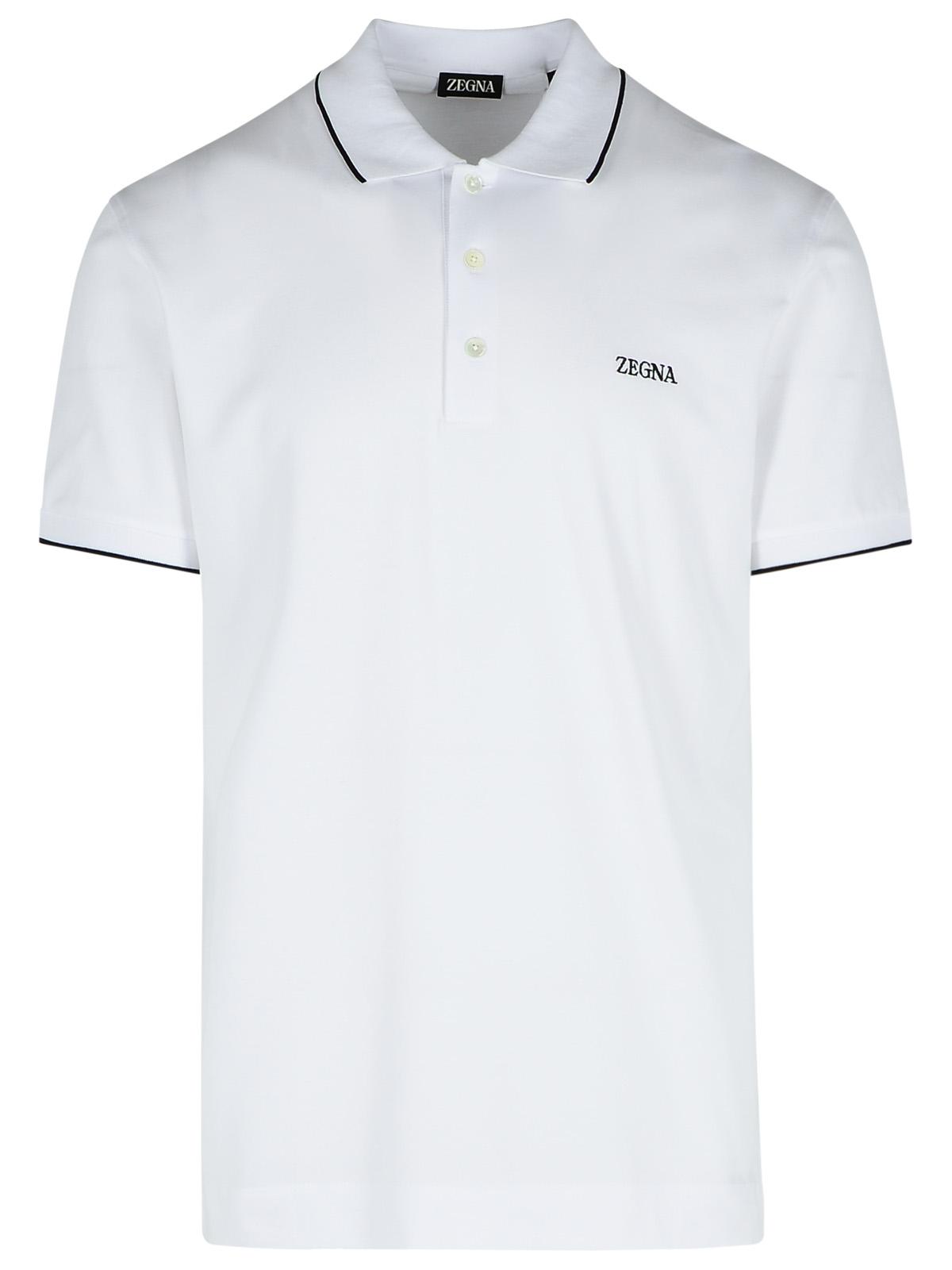 Zegna White Cotton Polo Shirt Men