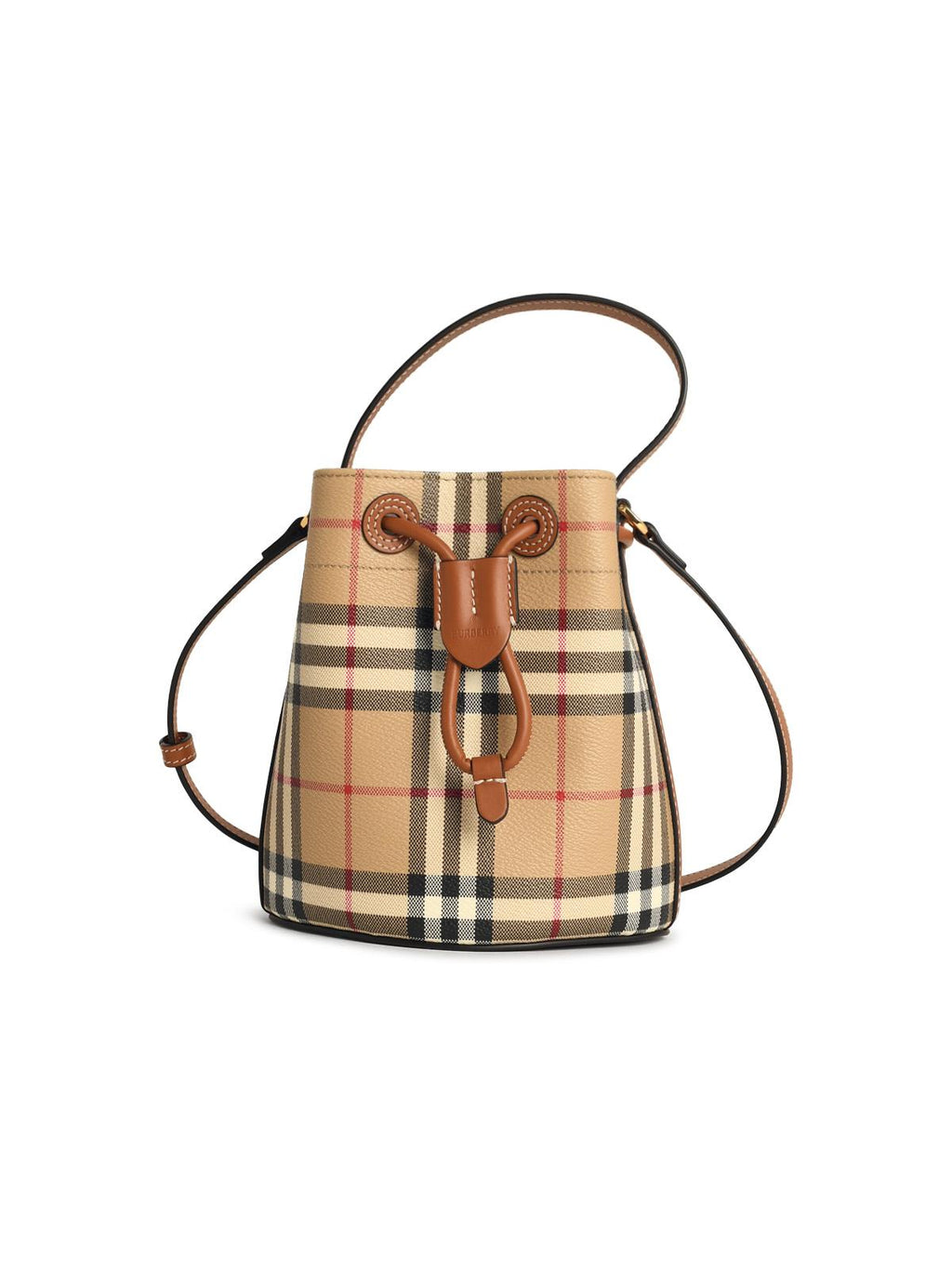 Burberry 'Check' Mini Bucket Bag In Beige Cotton Blend Women