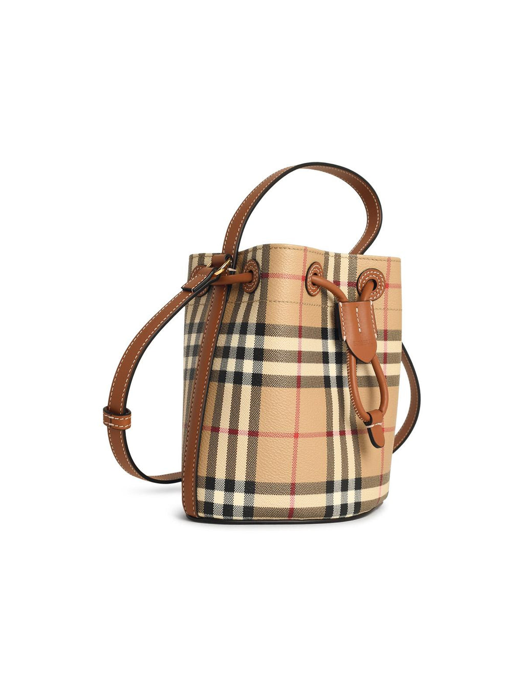 Burberry 'Check' Mini Bucket Bag In Beige Cotton Blend Women