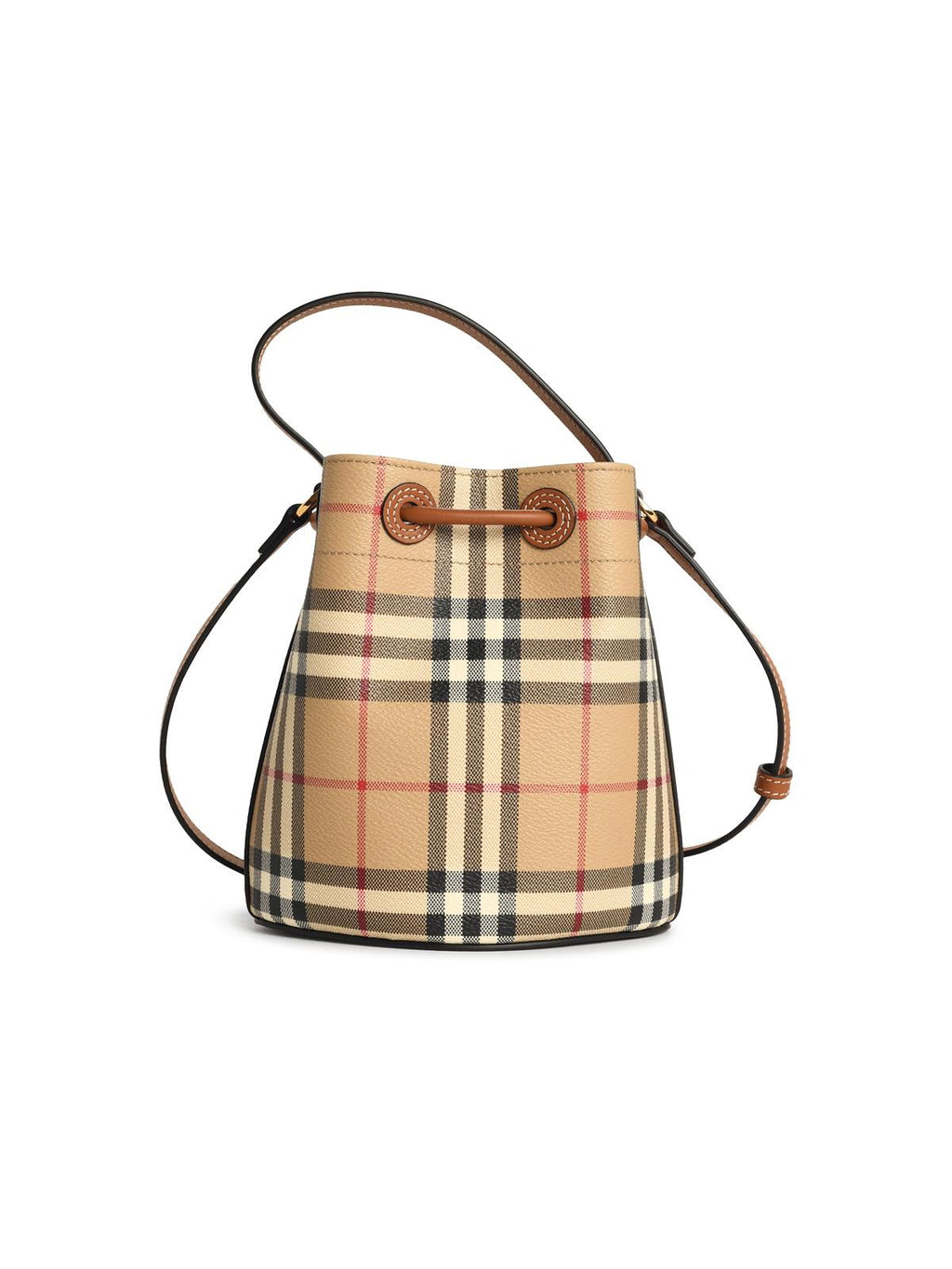 Burberry 'Check' Mini Bucket Bag In Beige Cotton Blend Women