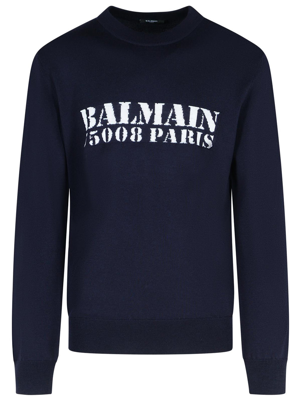 Balmain Navy Merino Wool Sweater Men