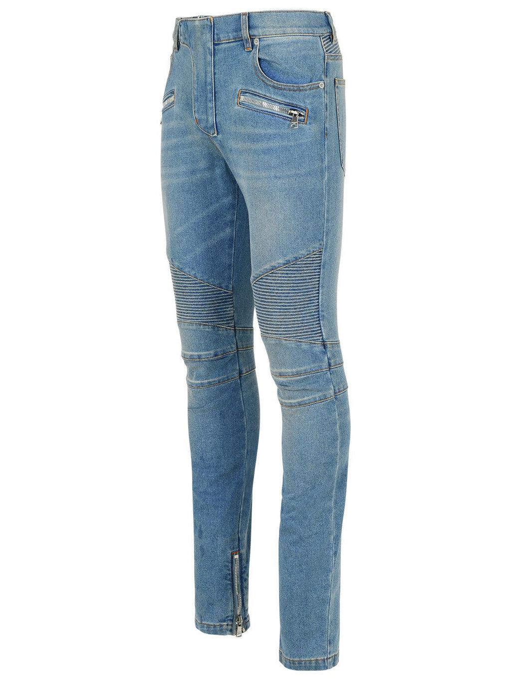 Balmain 'Biker' Blue Cotton Jeans Men