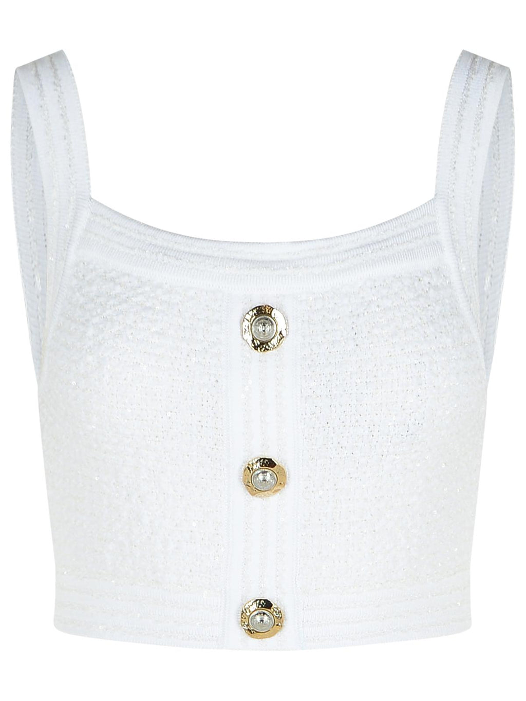 Balmain White Cotton Blend Top Women