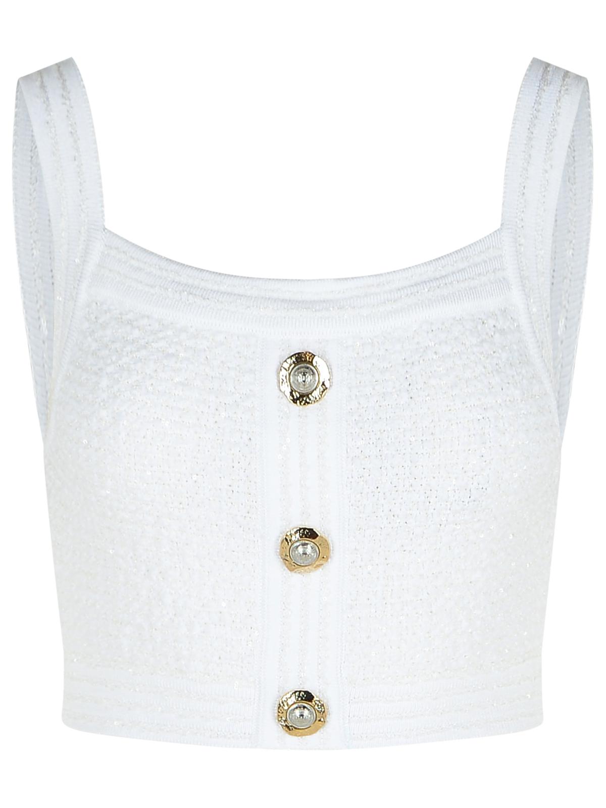 Balmain White Cotton Blend Top Women