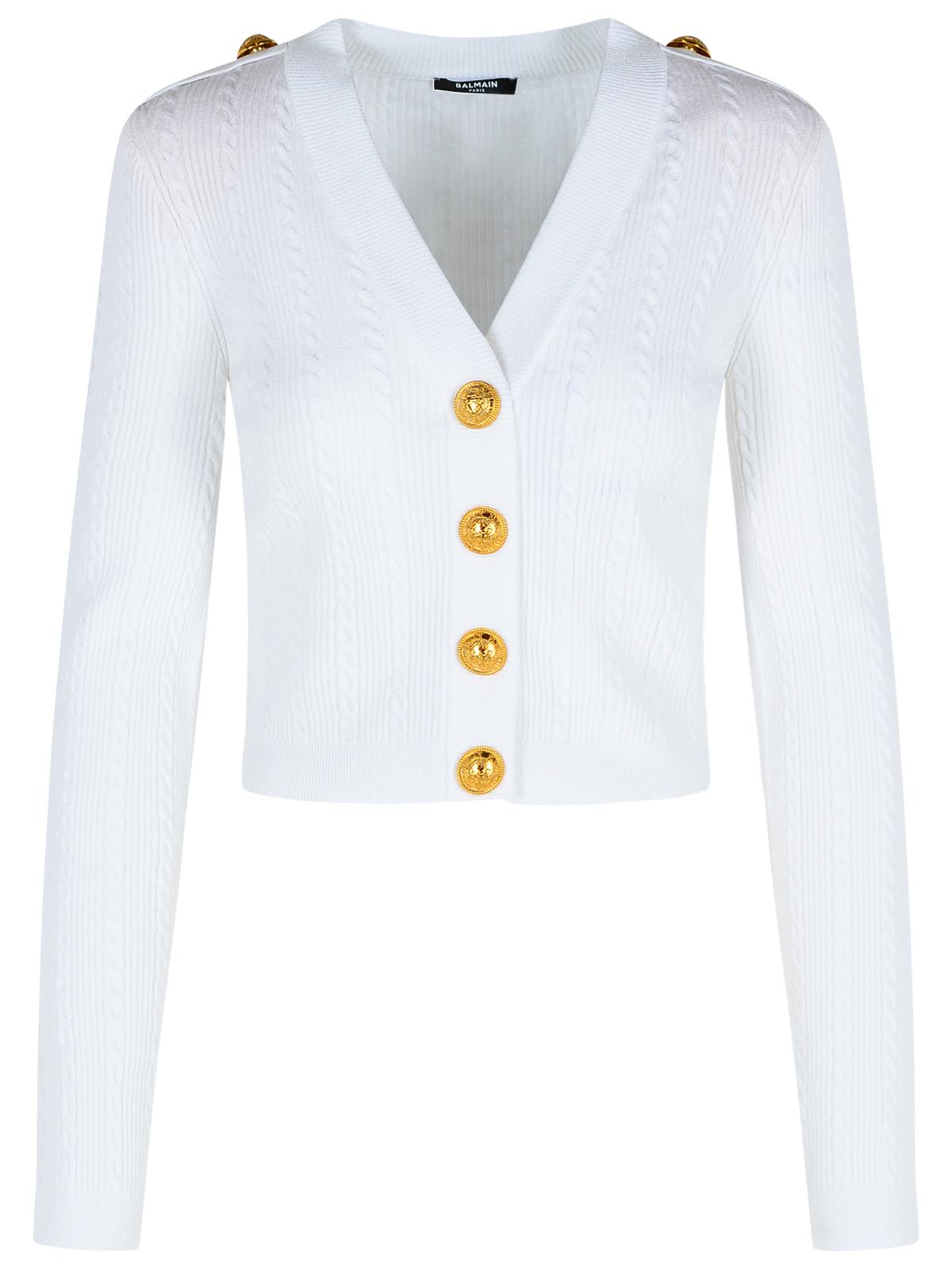 Balmain White Viscose Blend Cardigan Women