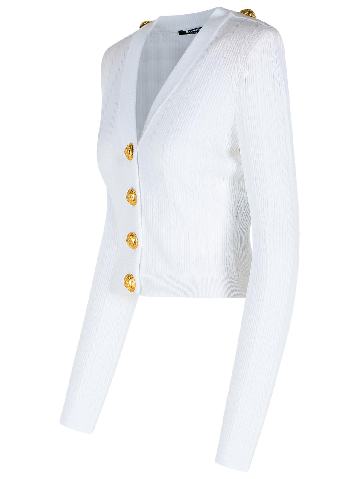 Balmain White Viscose Blend Cardigan Women