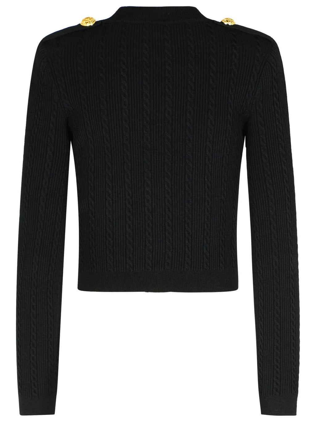 Balmain Black Twisted Knit Long-Sleeved Cardigan Women