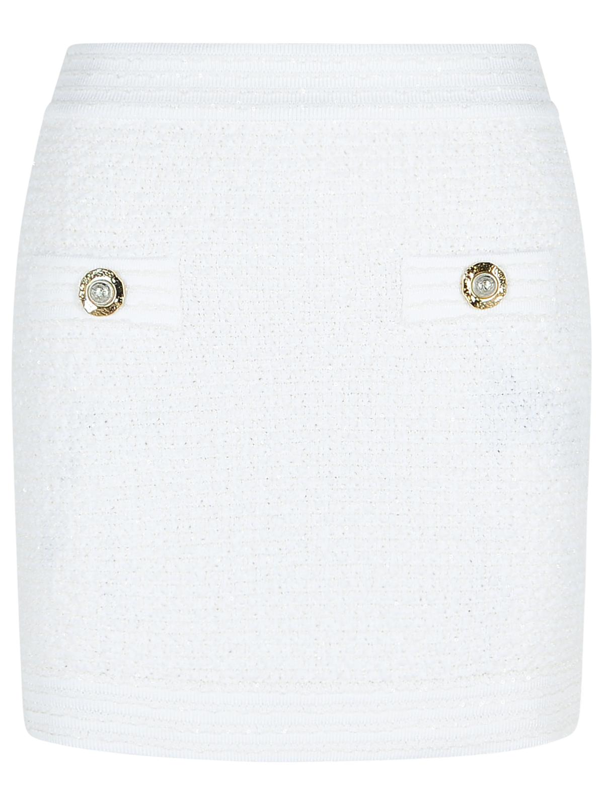 Balmain White Cotton Blend Miniskirt Women