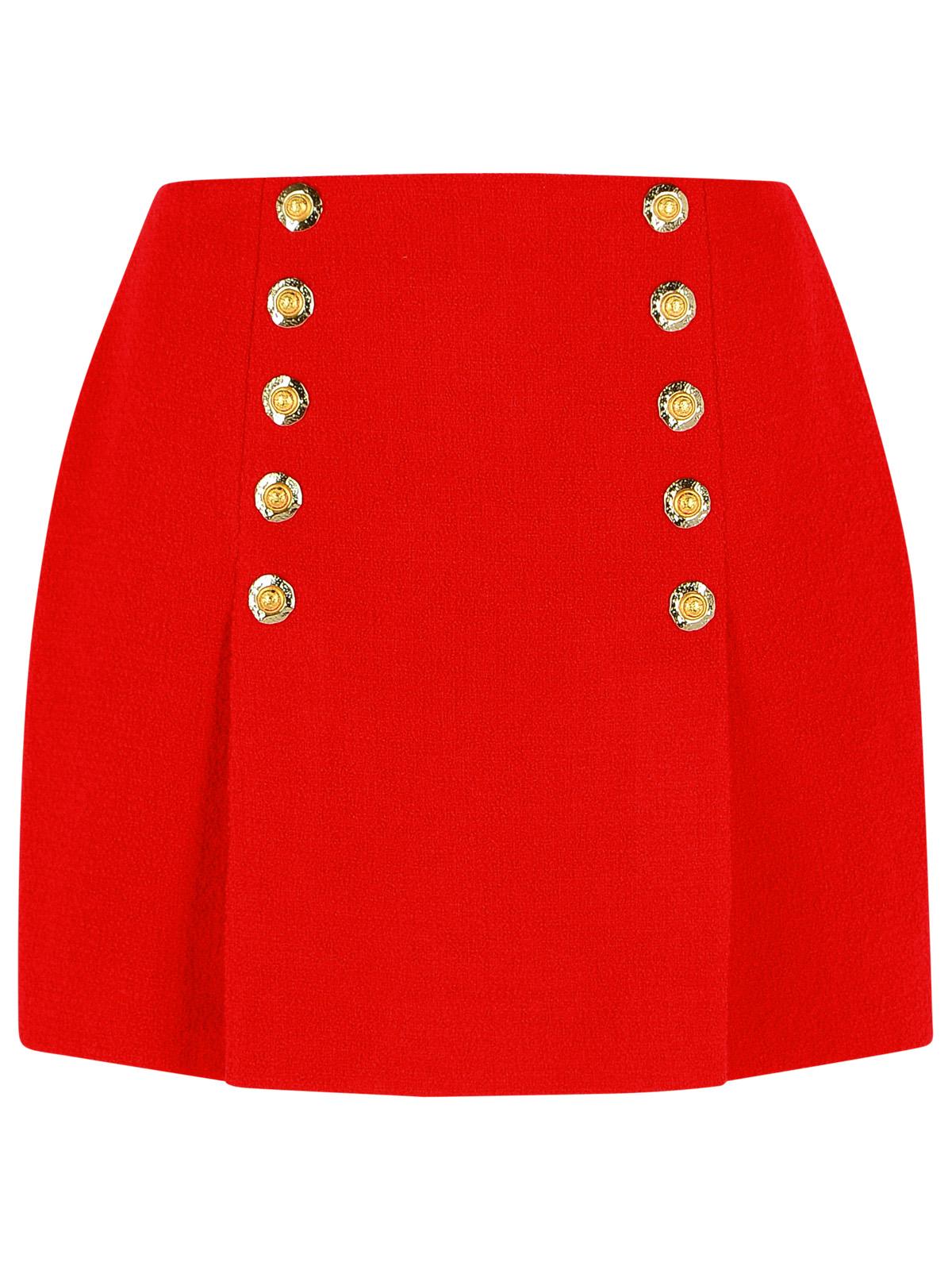 Balmain Short Skirt In Red Virgin Wool Women