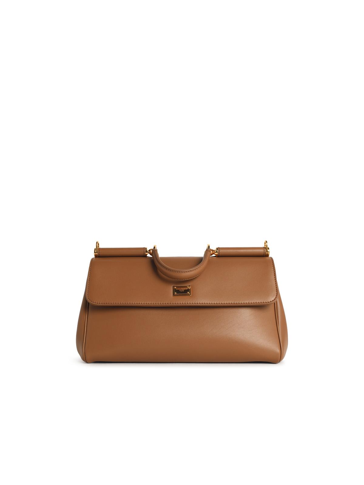 Dolce & Gabbana 'My Sicily' Calf Leather 'Plongé' Caramel Handbag Women