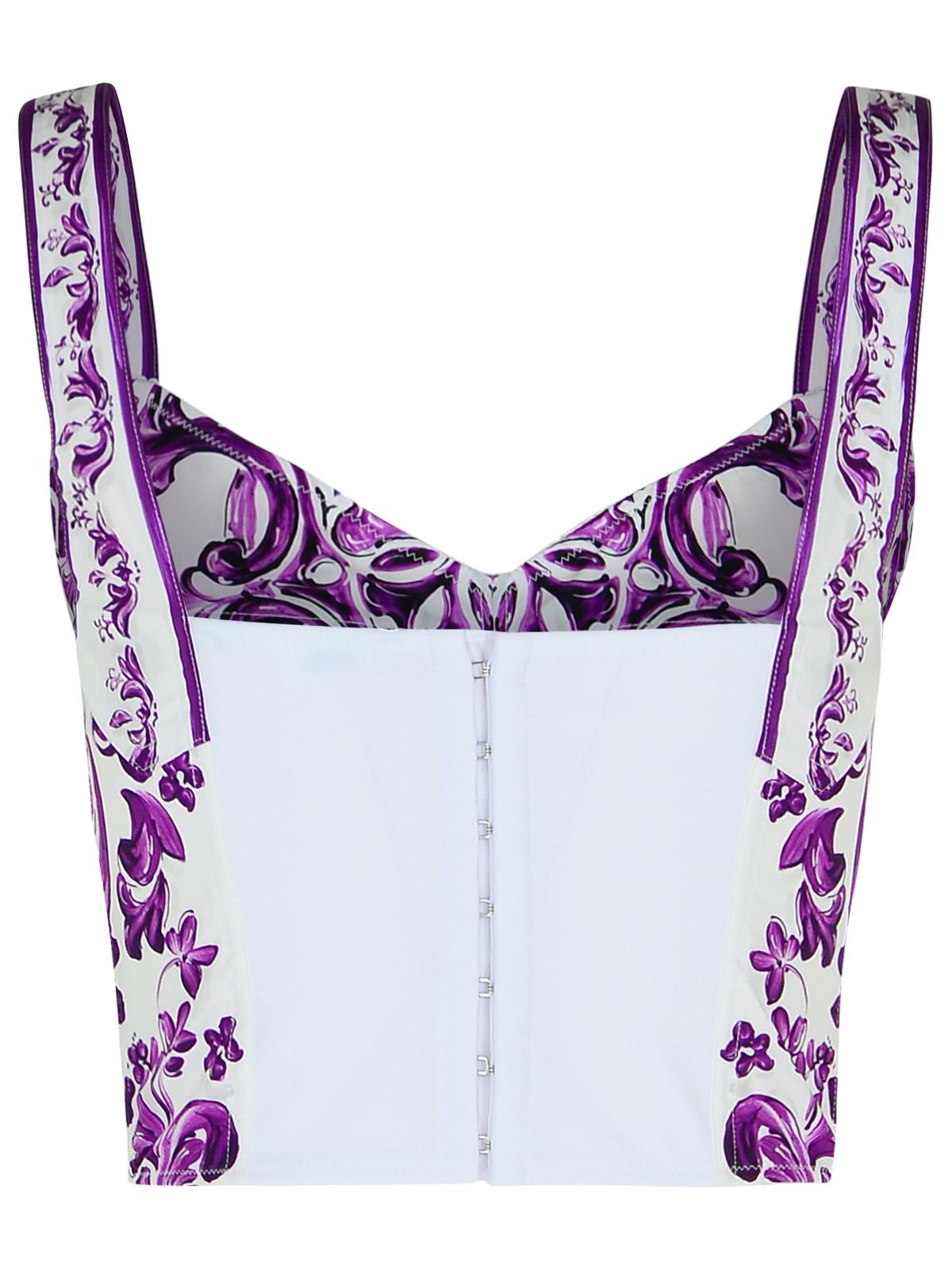 Dolce & Gabbana Majolica Print Cotton Blend Bustier Women