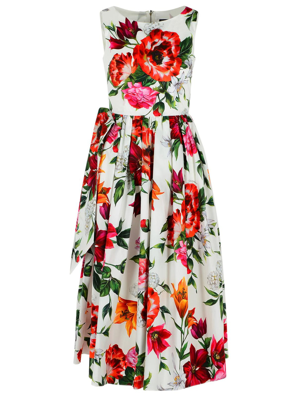 Dolce & Gabbana Sleeveless Dress In Cotton Poplin Flower Print Women