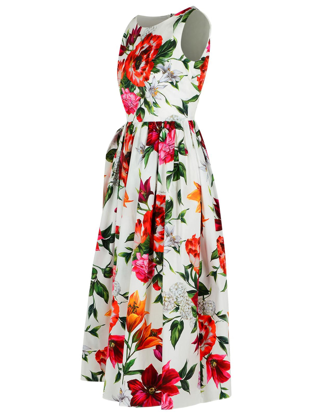 Dolce & Gabbana Sleeveless Dress In Cotton Poplin Flower Print Women