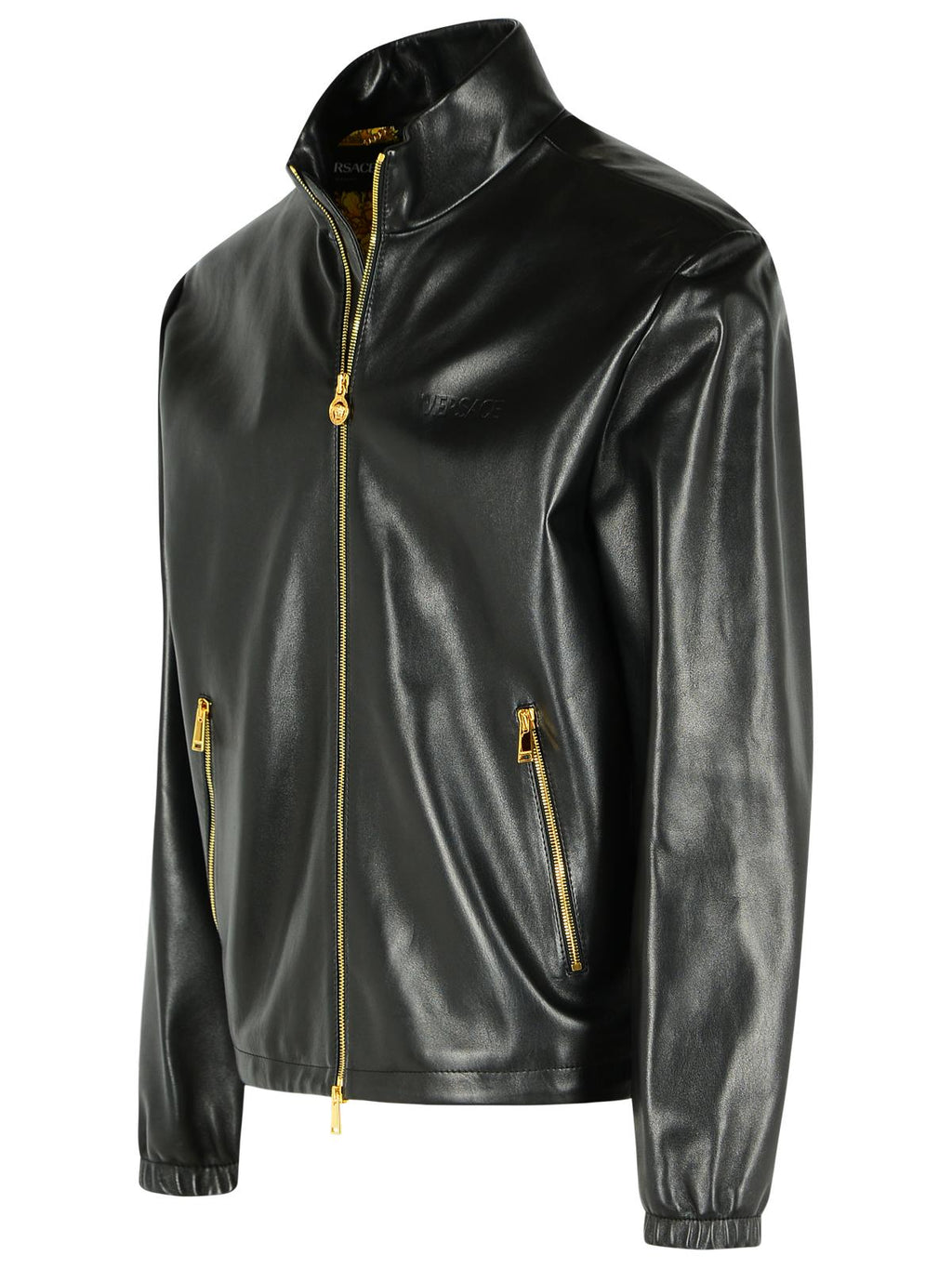 Versace Black Leather Jacket Men