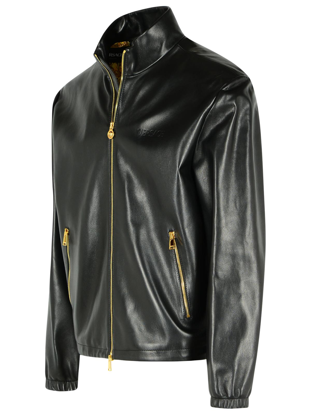 Versace Black Leather Jacket Men
