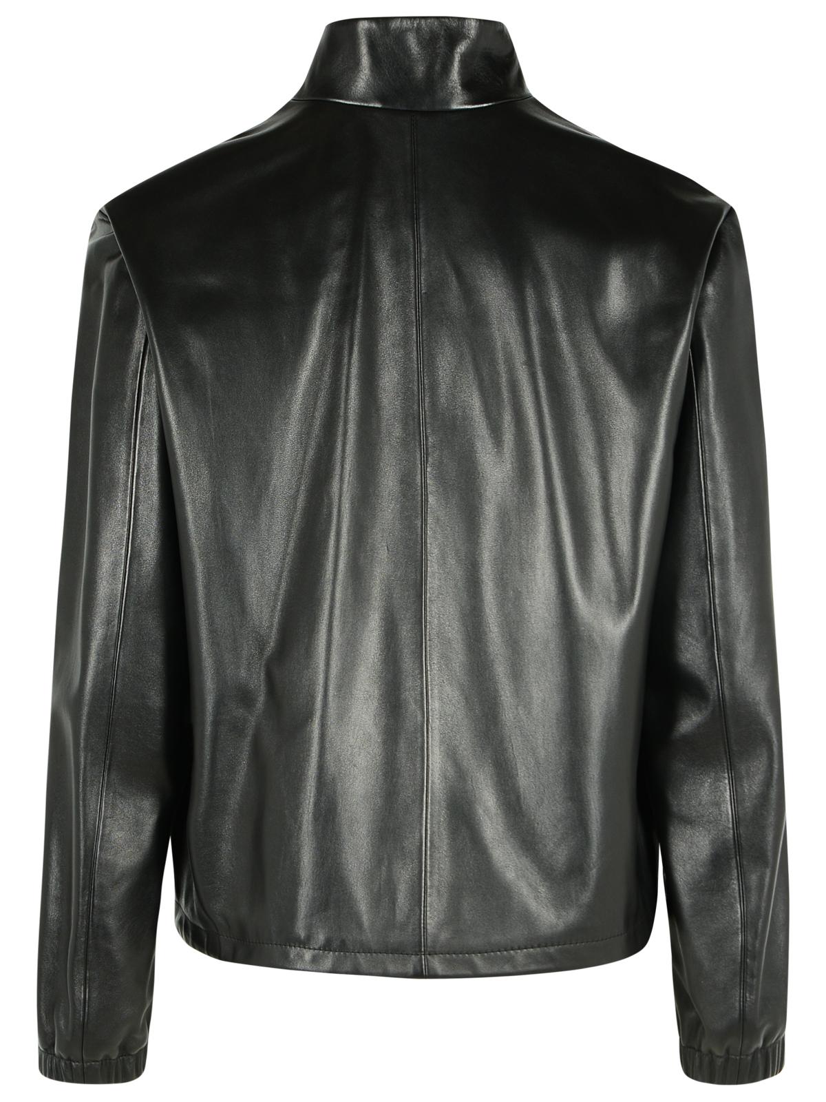 Versace Black Leather Jacket Men