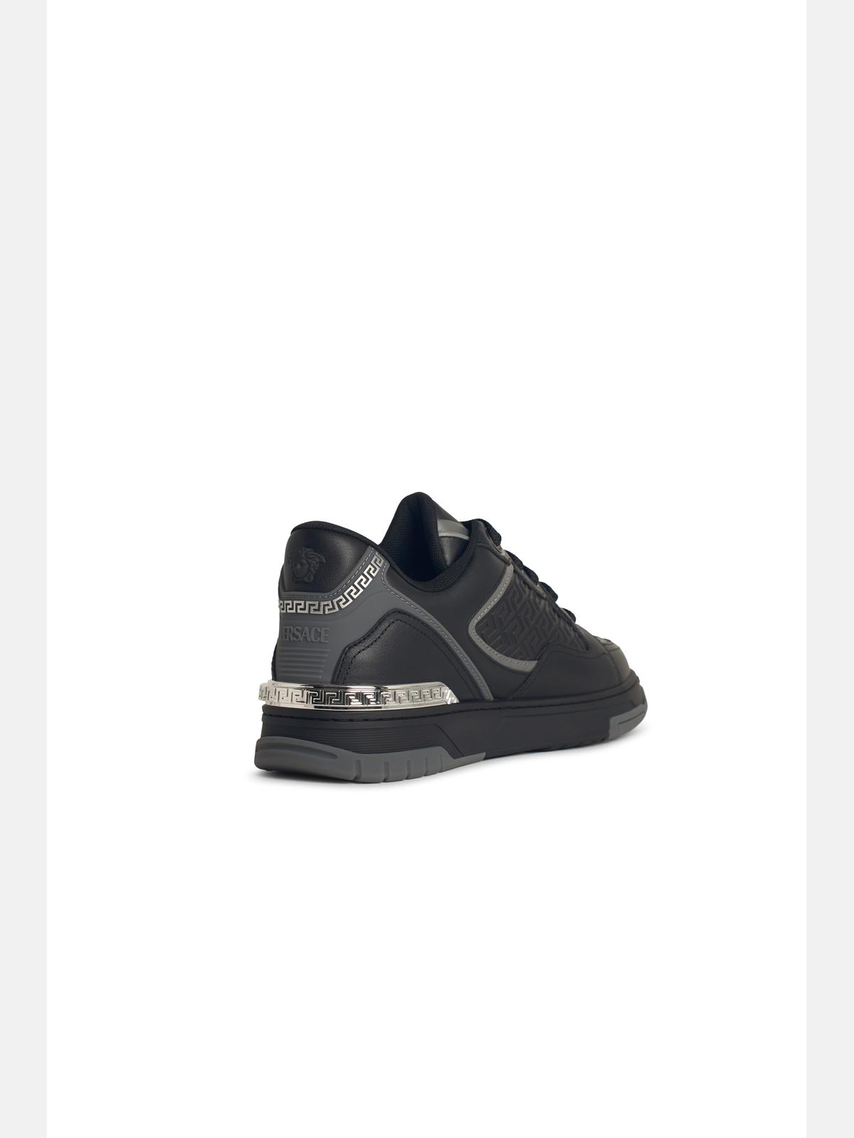 Versace 'Greca' Black Leather Blend Sneakers Men