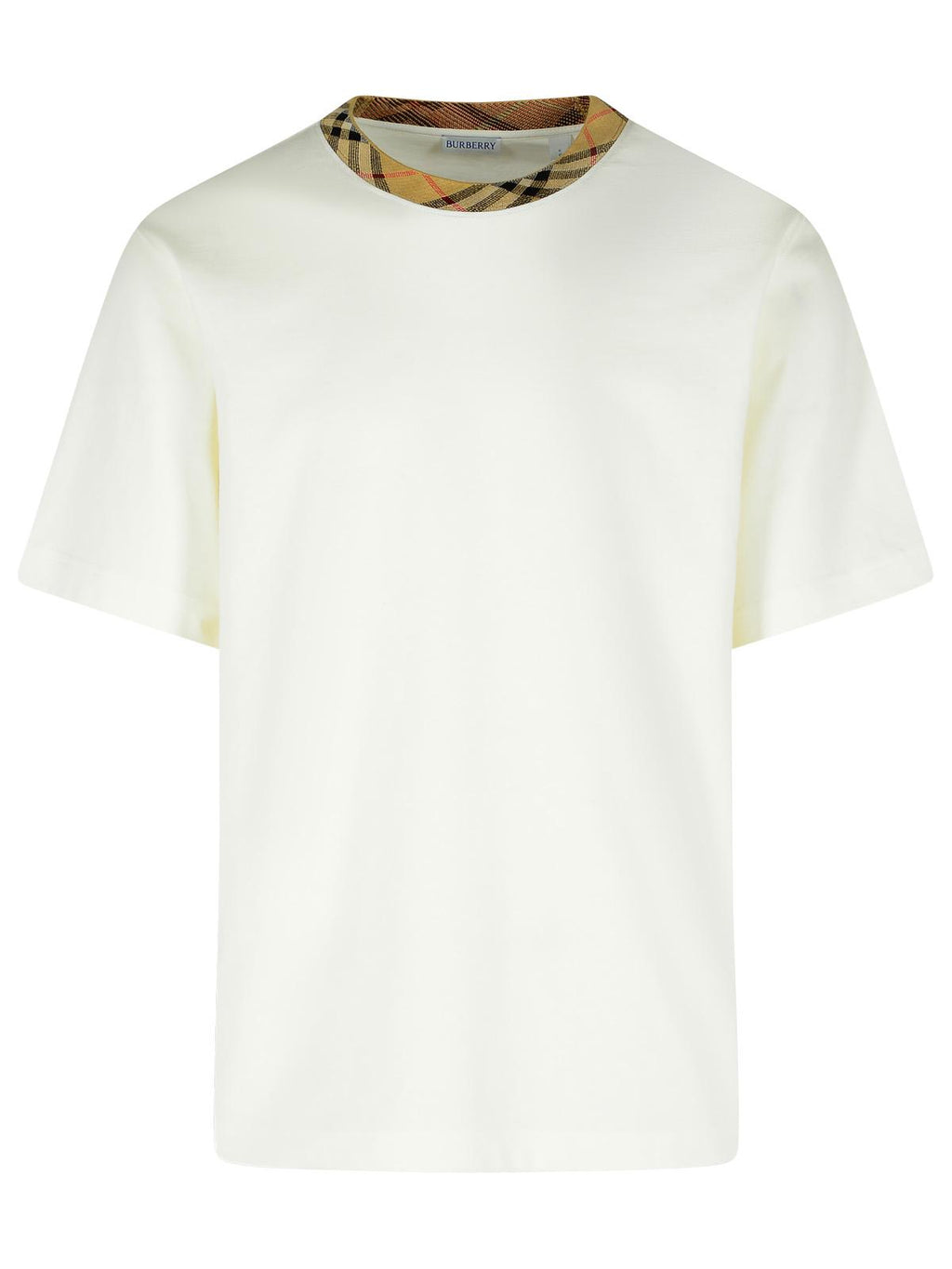 Burberry 'Ryan In Cotone Bianca Con Finiture 'Check' T-Shirt Men