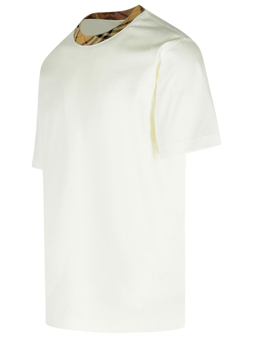 Burberry 'Ryan In Cotone Bianca Con Finiture 'Check' T-Shirt Men