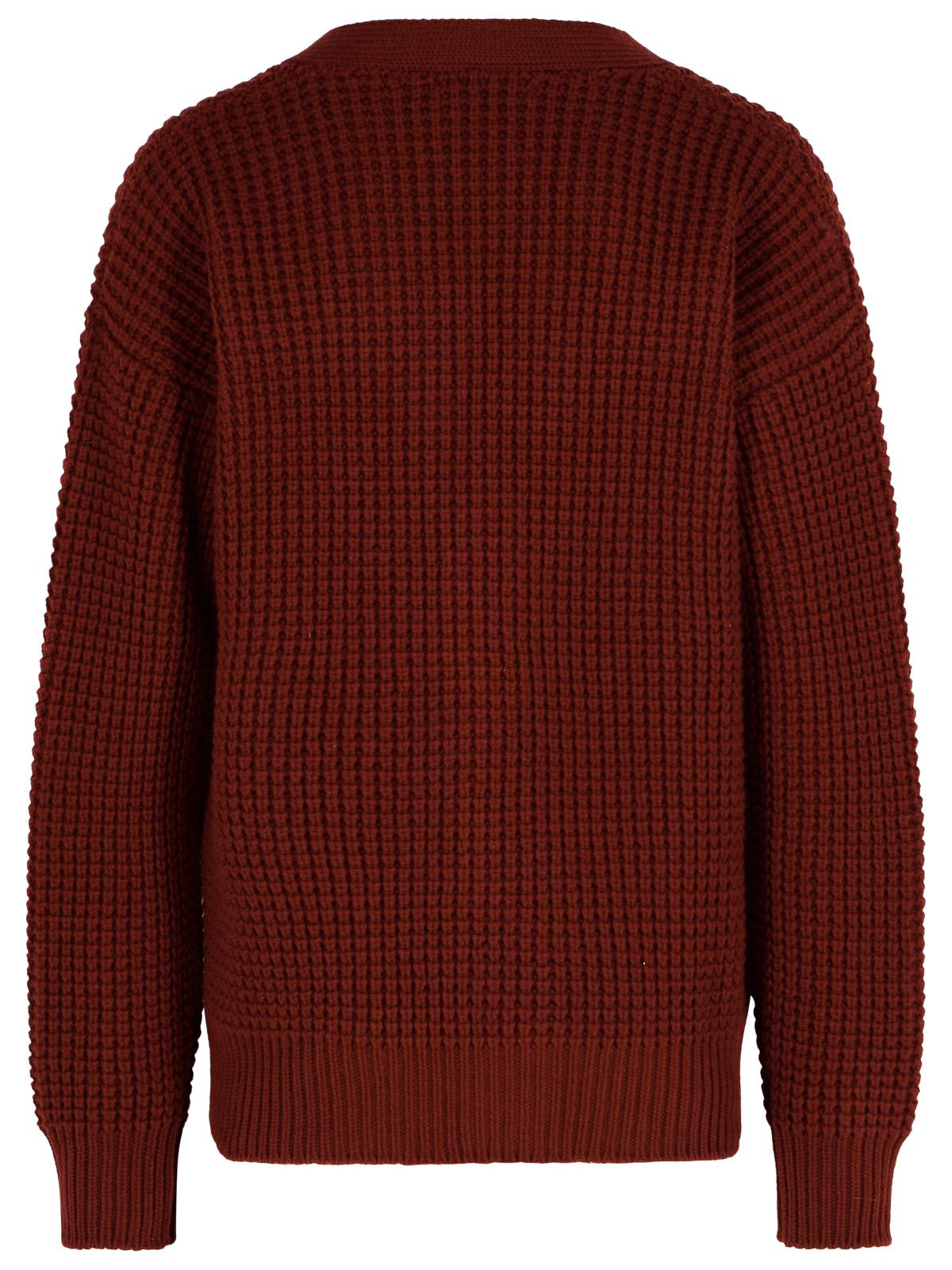 Jil Sander Burgundy Virgin Wool Cardigan Men