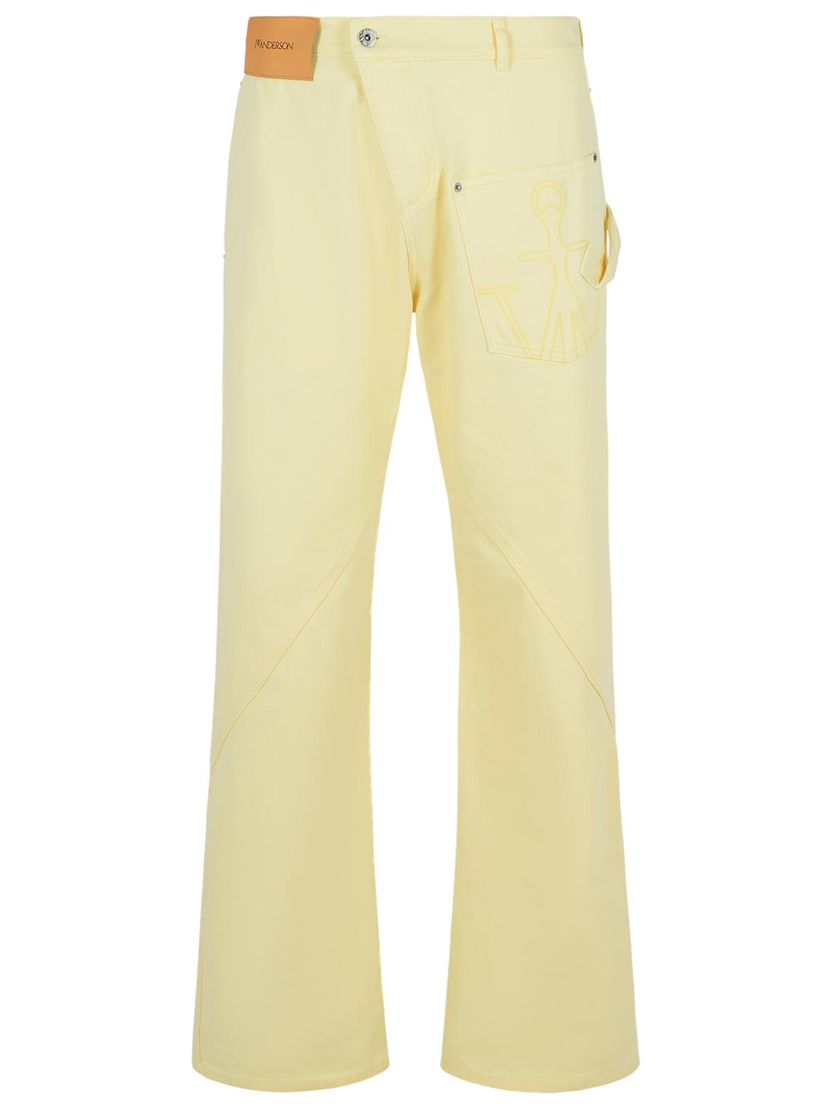 Jw Anderson Workwear' Cotton Pants With Yellow Twisted Leg Men