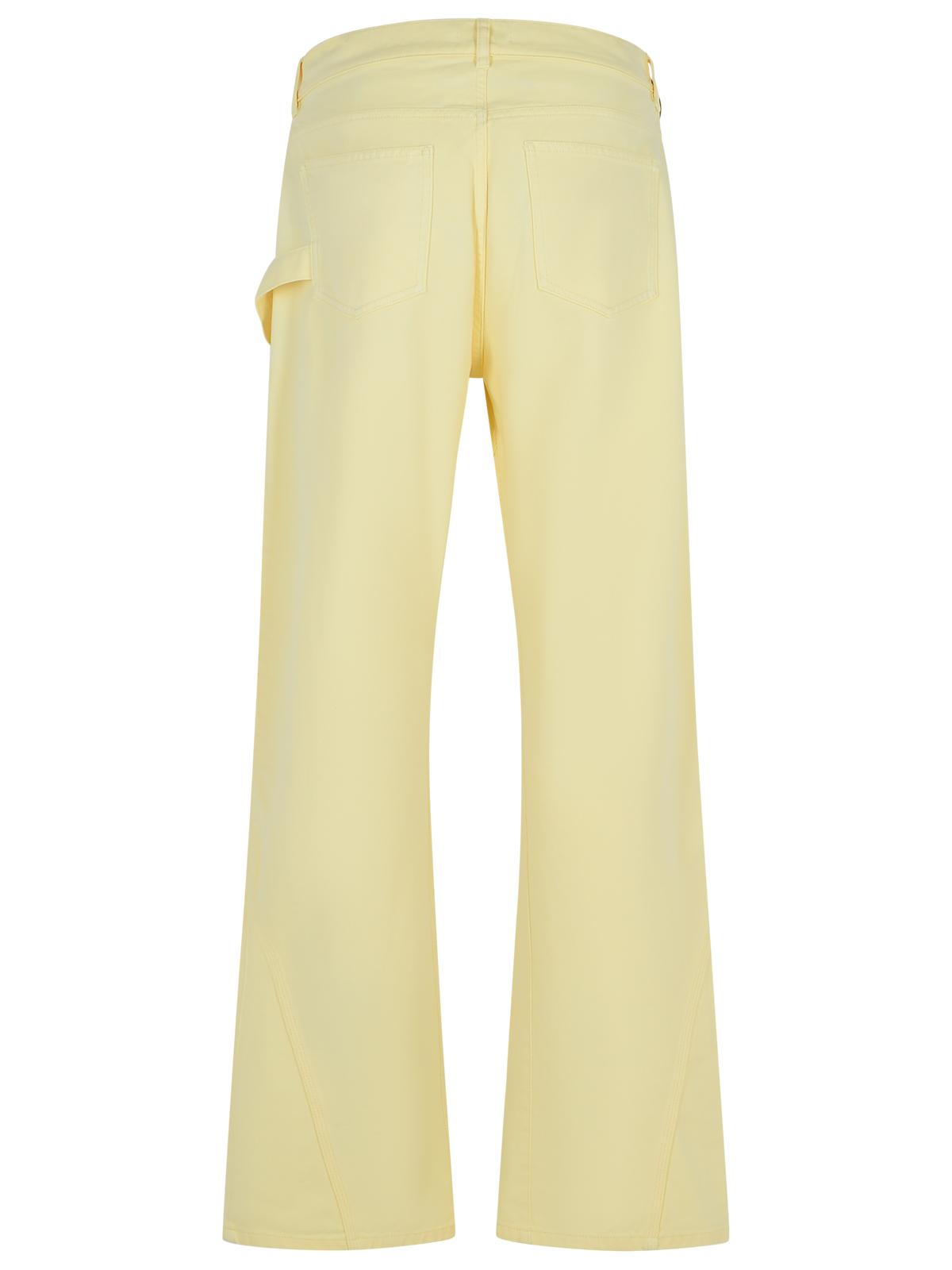 Jw Anderson Workwear' Cotton Pants With Yellow Twisted Leg Men