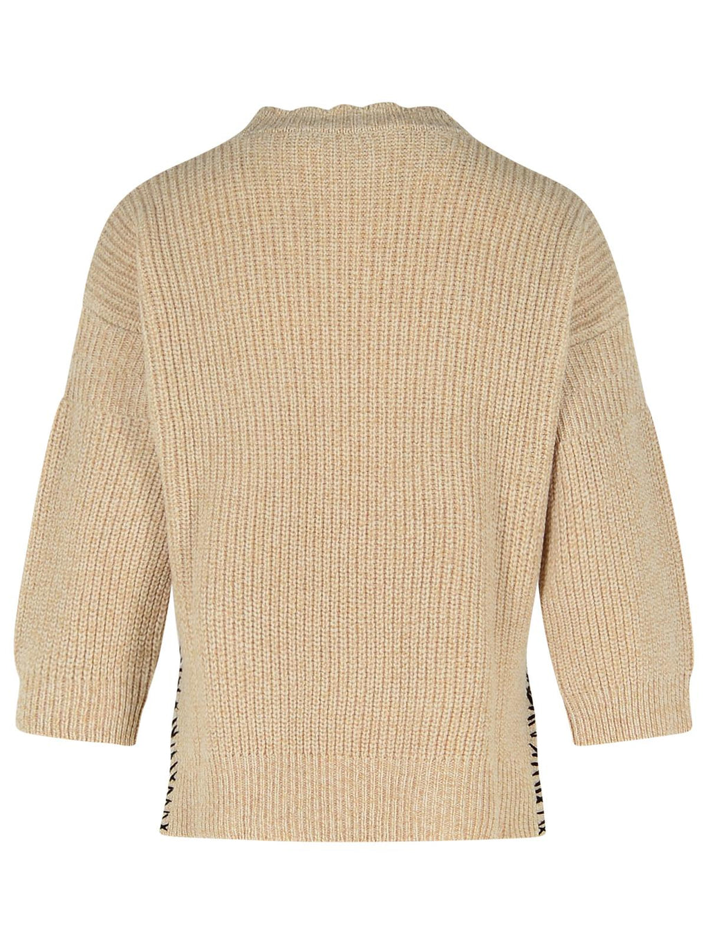 Marni Beige Mouliné Virgin Wool Sweater With 'Marni Mending' Embroidery Women