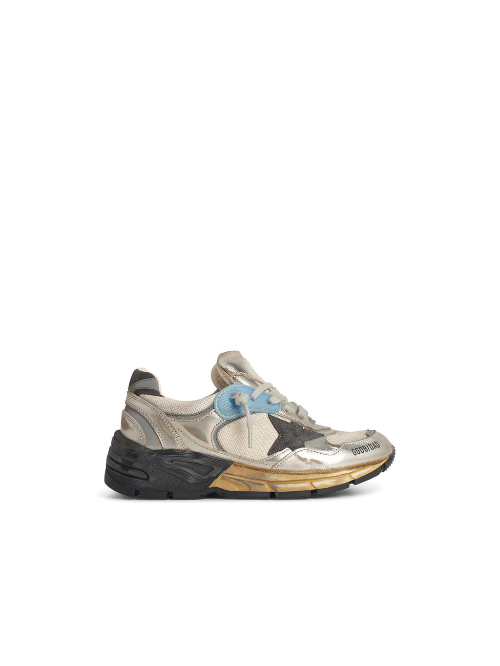 Golden Goose Dad-Star' Woman In Mesh And Silver Laminated Leather With Black Suede Star Women