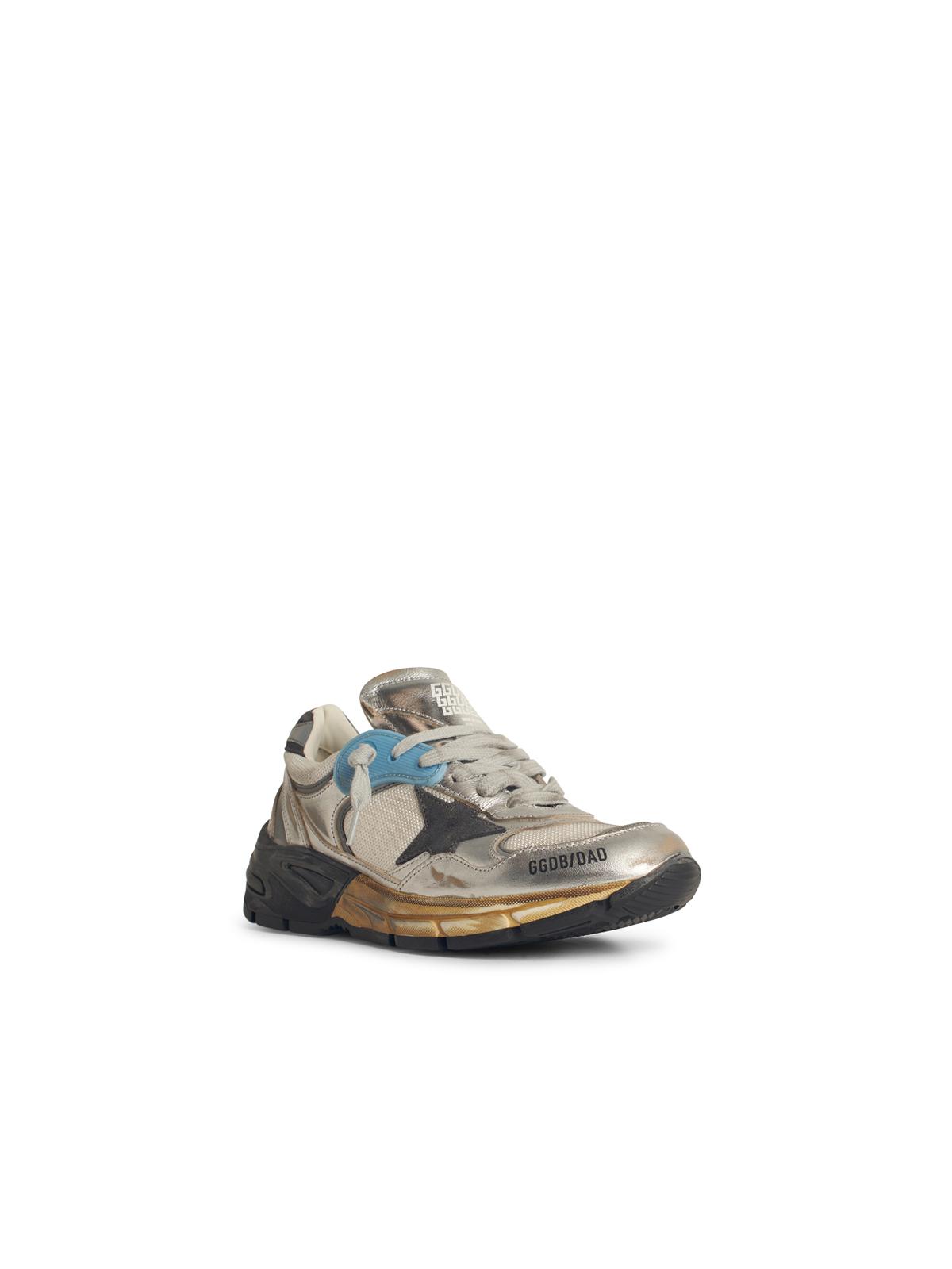 Golden Goose Dad-Star' Woman In Mesh And Silver Laminated Leather With Black Suede Star Women