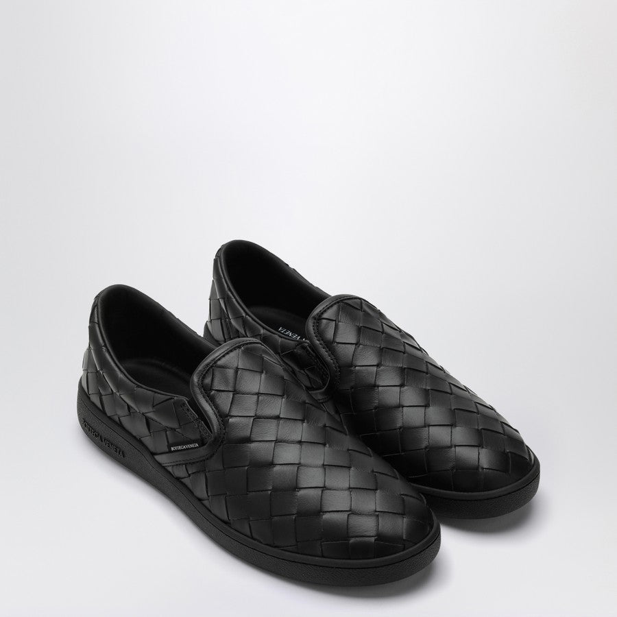 Bottega Veneta Men Sawyer Black Slip-On Sneaker In Intrecciato