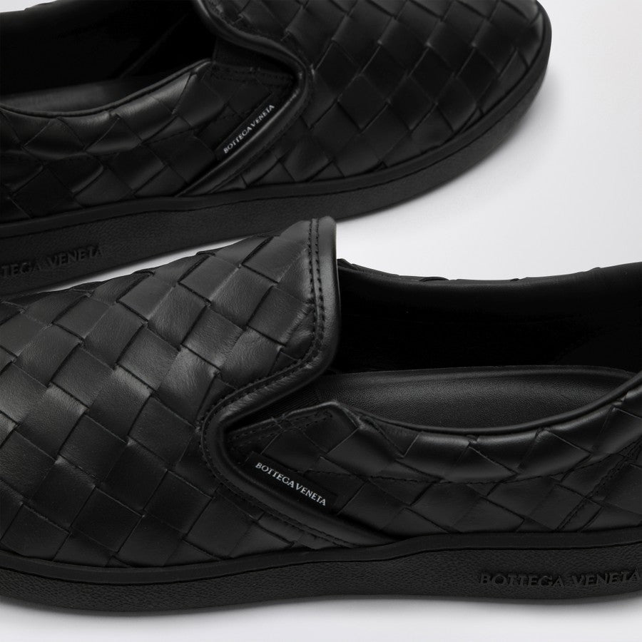 Bottega Veneta Men Sawyer Black Slip-On Sneaker In Intrecciato