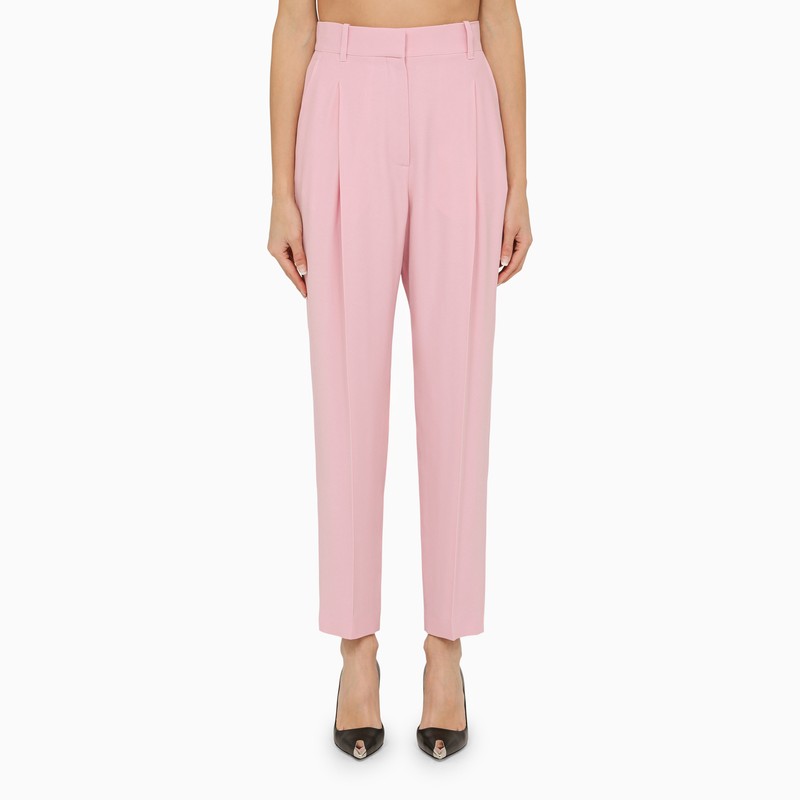 Alexander Mcqueen Pink Regular Trousers With Pleats Women