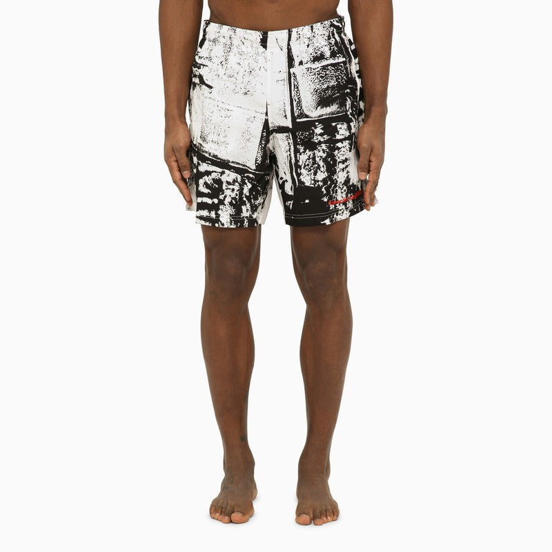Alexander Mcqueen Abstract Print Swim Shorts With Logo Men