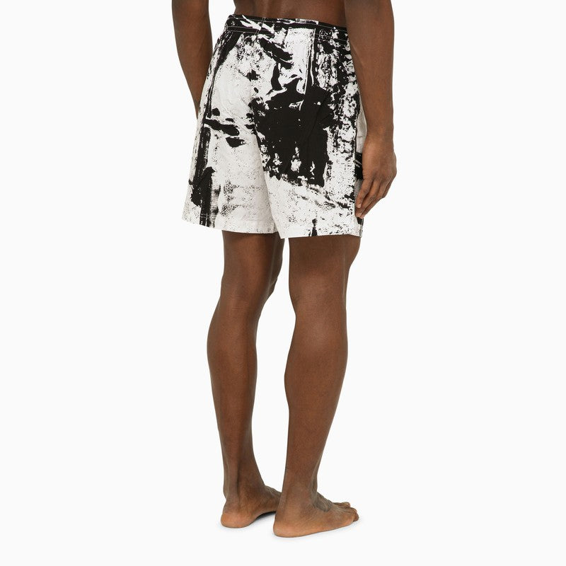 Alexander Mcqueen Abstract Print Swim Shorts With Logo Men