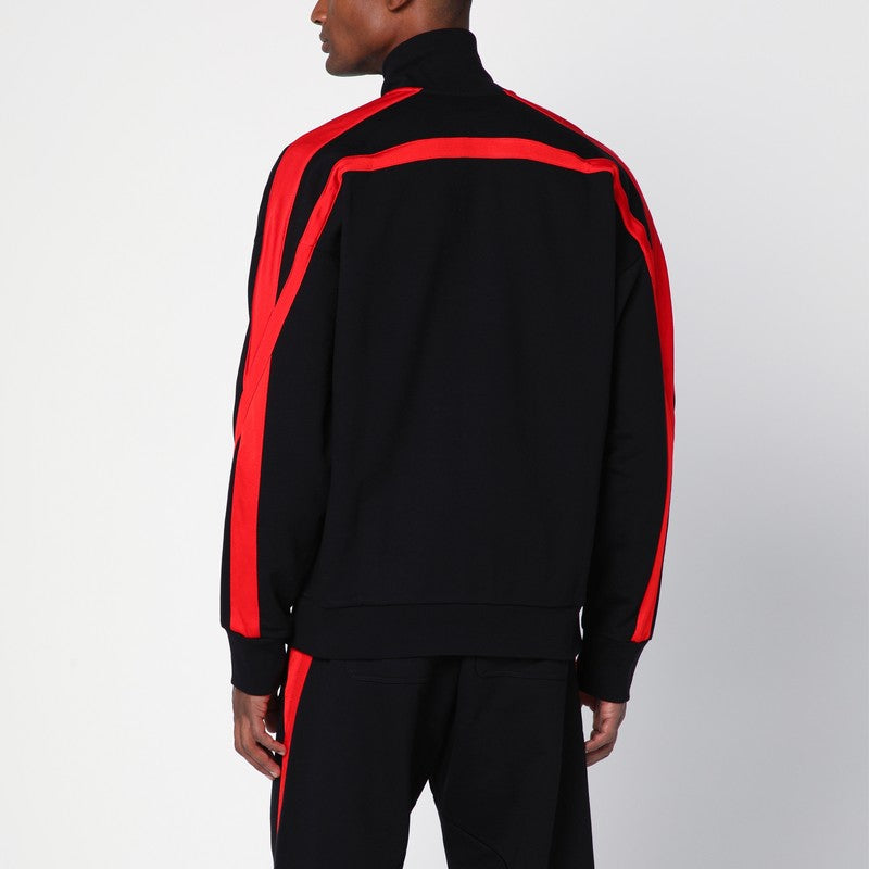 Alexander Mcqueen Black/Red Cotton Zip Sweatshirt Men