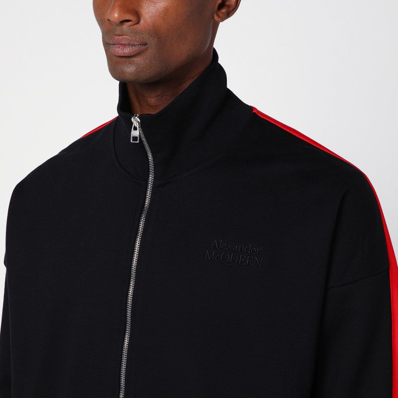 Alexander Mcqueen Black/Red Cotton Zip Sweatshirt Men
