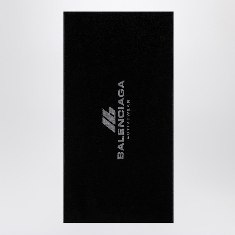Balenciaga Black Cotton Activewear Gym Towel Men