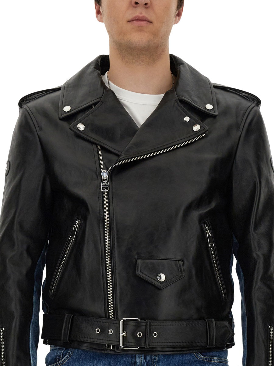 Alexander Mcqueen Men Combo Biker Jacket